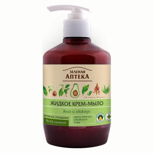Zielona Apteka - Krem-mydło w płynie - Aloe vera i awokado - 460ml