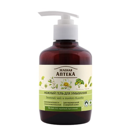 Zielona Apteka - Delikatny żel do mycia twarzy - Zielona herbata i ginkgo biloba - 270ml