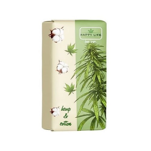 Happy Life - Mydło w kostce - Konopie i bawełna - 180g