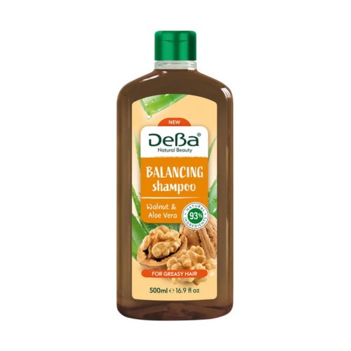 DeBa - Normalizujący szampon do włosów - Orzech włoski i aloe vera - 500ml
