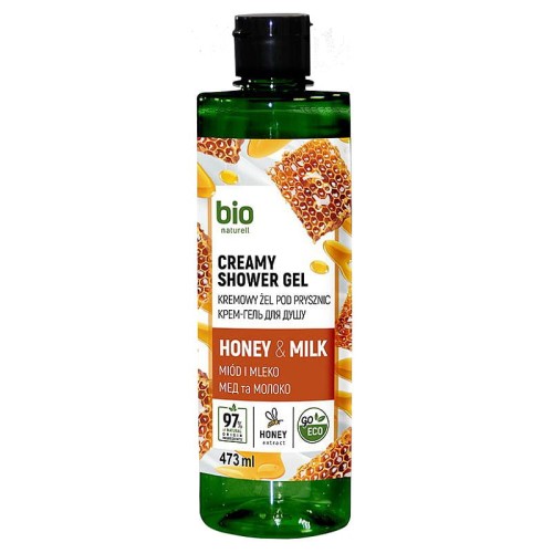 Bio Naturell - Kremowy żel pod prysznic - Miód i mleko - 473ml