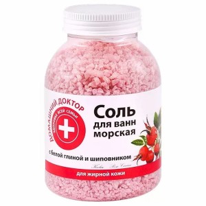 Domowy Doktor - Sól morska do kąpieli z dodatkiem  białej glinki i ekstraktem dzikiej róży - 1000g