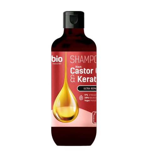 Bio Naturell Szampon do włosów Czarny Olejek Rycynowy i Keratyna 355ml