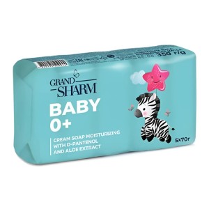 Grand Sharm Baby 0+ Mydło kremowe z D-pantenolem i aloesem dla dzieci 5 x 70 g