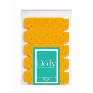 Doily Separatory pedicure delikatne z pianki polietylenowej Żółte 5 par