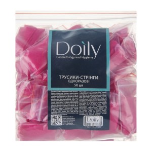 Doily Stringi jednorazowe damskie Spunbond malinowe 50 szt.